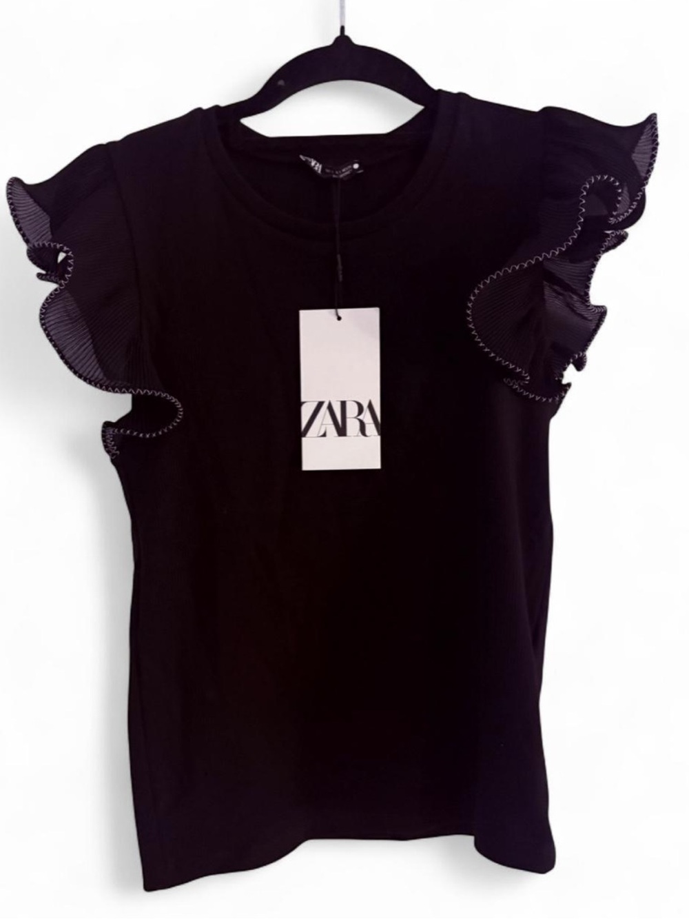 Zara Black Ruffle Sleeve Blouse.